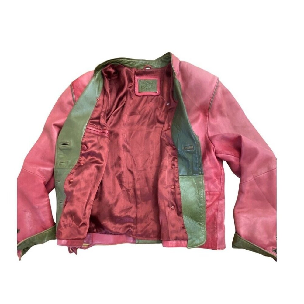 Vintage 90"s LS Sound Original Leather Jacket Rose Pink 41” Chest M/L Size 38 - Picture 8 of 12
